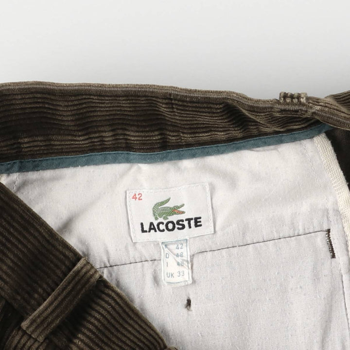 Lacoste One-Tuck Corduroy Pants, Men's, Size 34 cotton brown type Vintage Second Hand