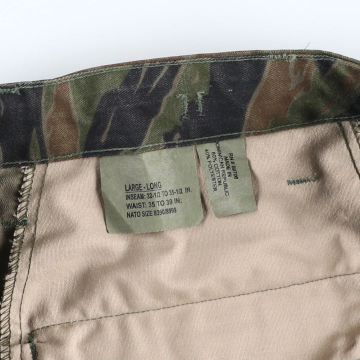90'S Civilian PROPPER Camouflage Pattern Tiger Stripe Camo Double Knee Military Cargo Pants, Men's Size L, Vintage cotton green type Vintage Second Hand