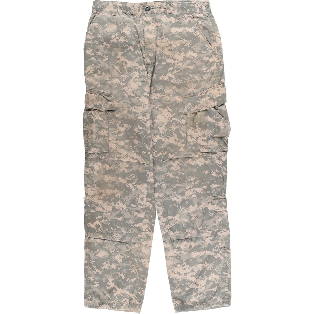 00'S US military genuine camouflage pattern ACU digital camo ripstop military cargo pants combat pants made in USA men's size M cotton Khaki type Vintage Second Hand