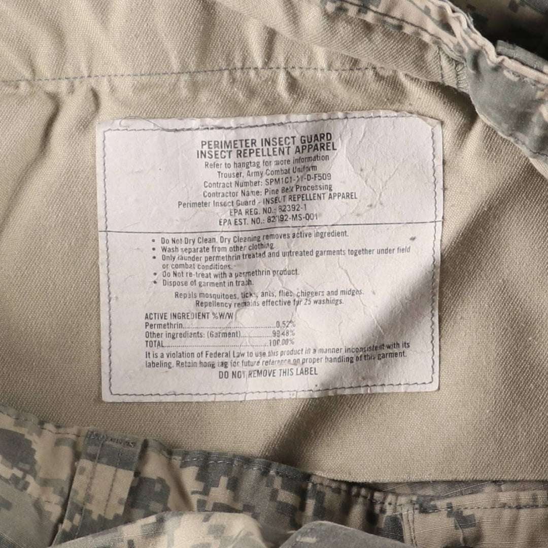Authentic US Army Digital Camo Pattern ACU Ripstop Military Cargo Pants, Made in USA, Men's Size L cotton Khaki type sage green Vintage Second Hand