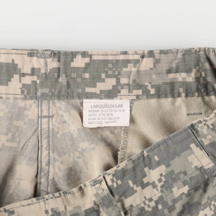 Authentic US Army Digital Camo Pattern ACU Ripstop Military Cargo Pants, Made in USA, Men's Size L cotton Khaki type sage green Vintage Second Hand