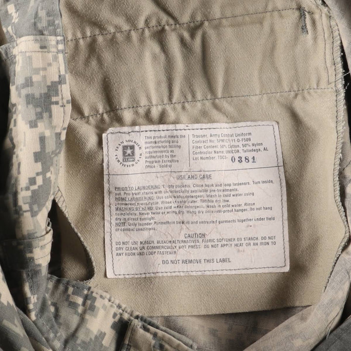 Authentic US Army Digital Camo Pattern ACU Ripstop Military Cargo Pants, Made in USA, Men's Size L cotton Khaki type sage green Vintage Second Hand