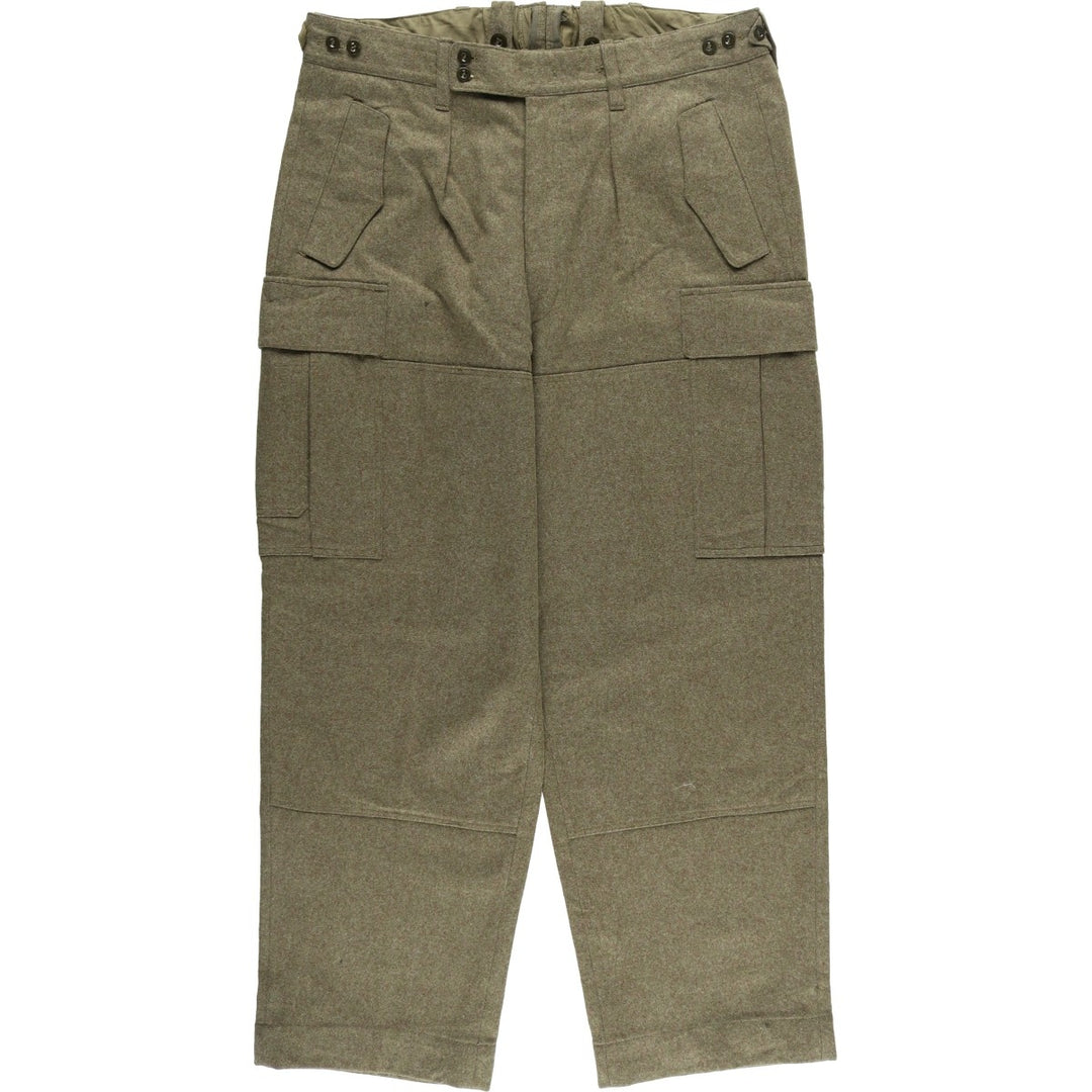 German Army 1960'S Double Knee Military Wool Cargo Pants, Size 186 unclear Khaki type sage green Vintage Second Hand