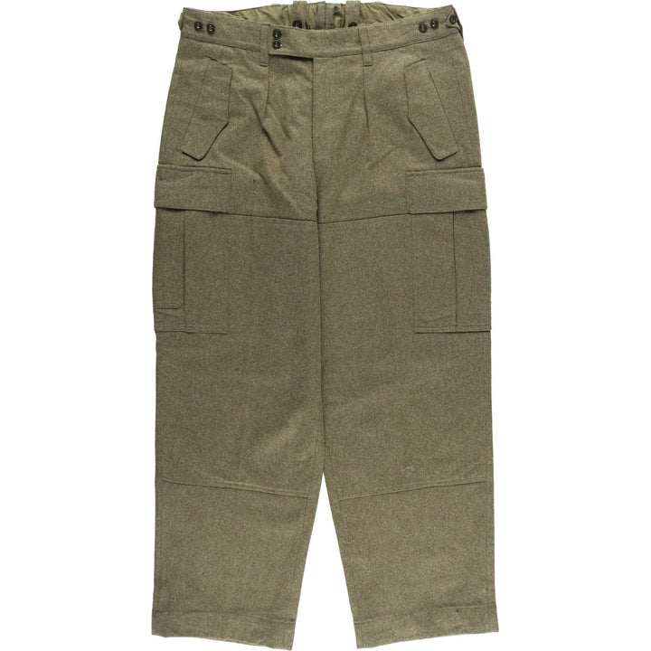 German Army 1960'S Double Knee Military Wool Cargo Pants, Size 186 unclear Khaki type sage green Vintage Second Hand