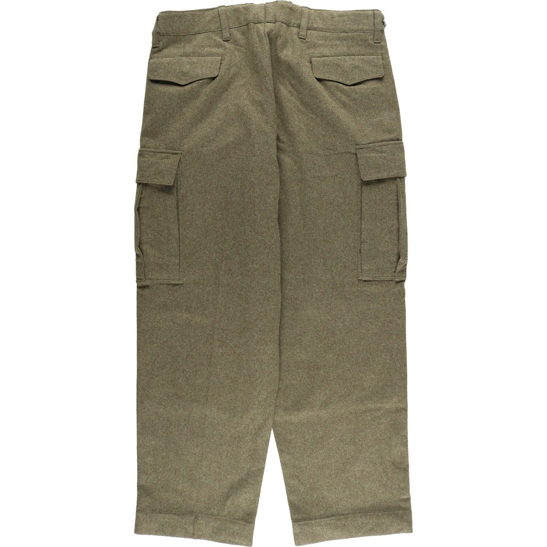 German Army 1960'S Double Knee Military Wool Cargo Pants, Size 186 unclear Khaki type sage green Vintage Second Hand