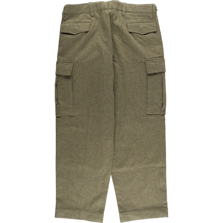 German Army 1960'S Double Knee Military Wool Cargo Pants, Size 186 unclear Khaki type sage green Vintage Second Hand