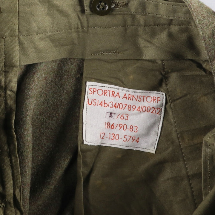 German Army 1960'S Double Knee Military Wool Cargo Pants, Size 186 unclear Khaki type sage green Vintage Second Hand