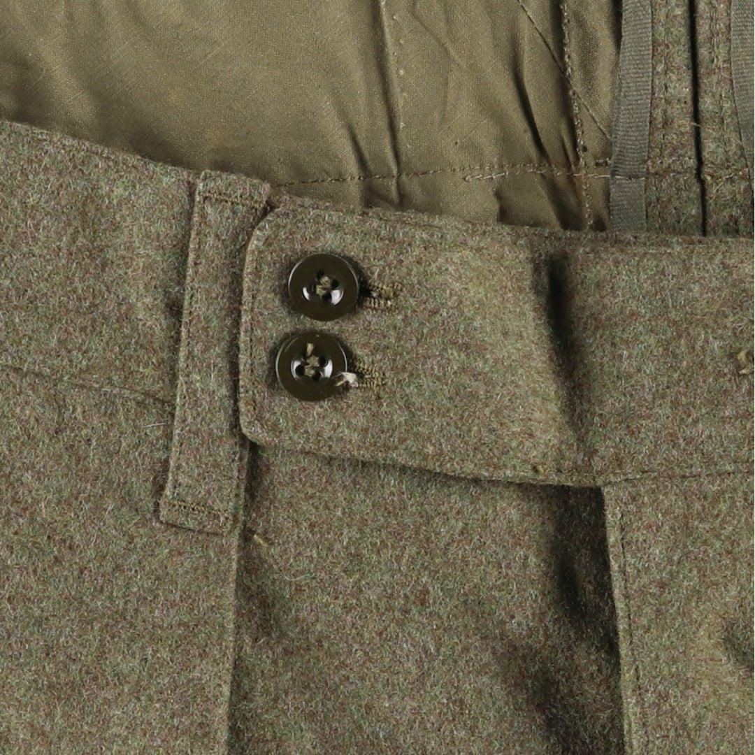 German Army 1960'S Double Knee Military Wool Cargo Pants, Size 186 unclear Khaki type sage green Vintage Second Hand