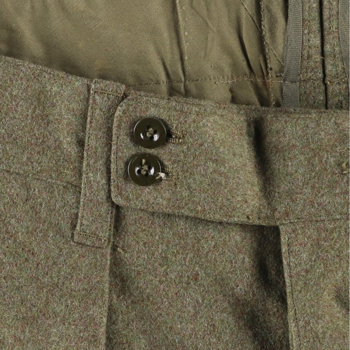 German Army 1960'S Double Knee Military Wool Cargo Pants, Size 186 unclear Khaki type sage green Vintage Second Hand