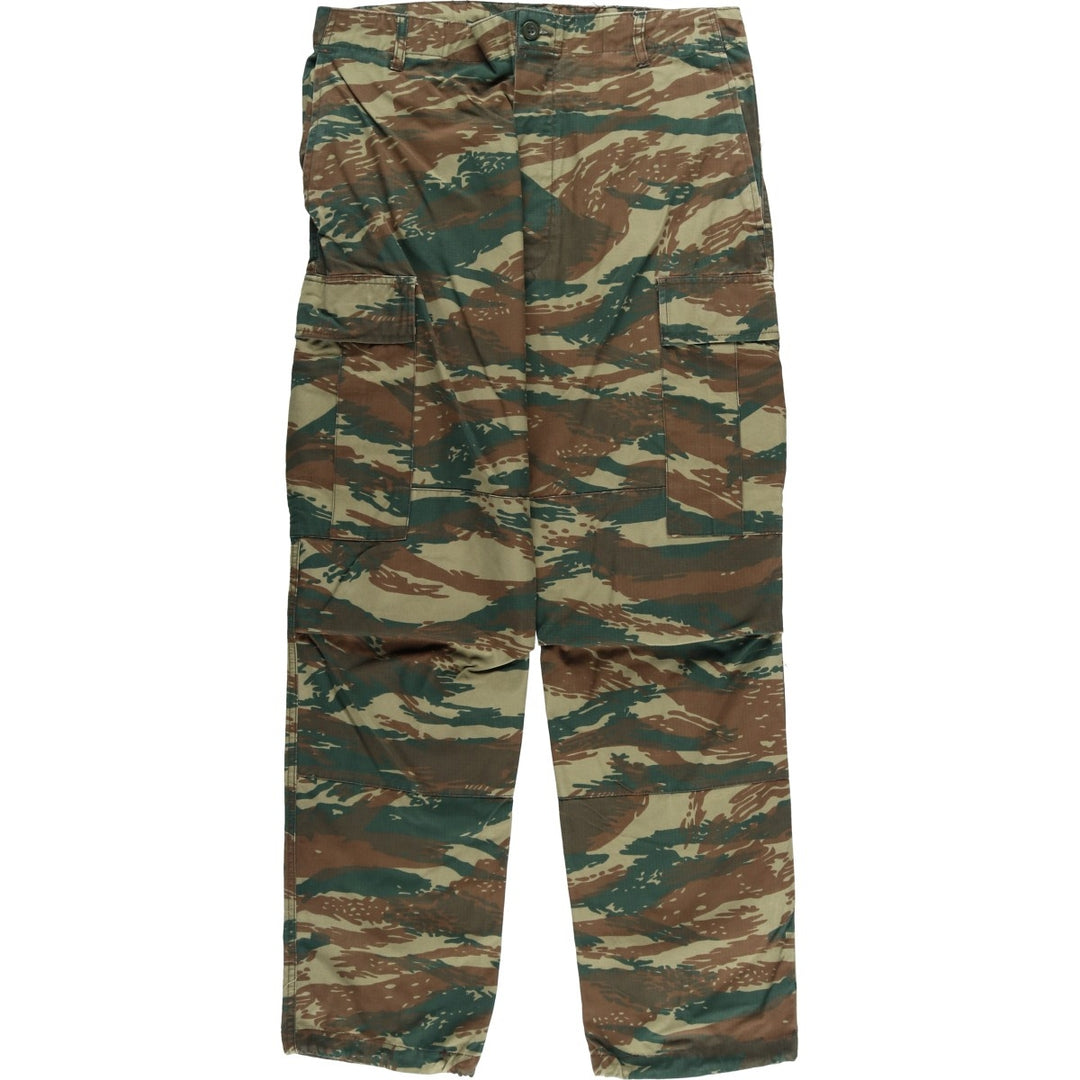 Greek Army Camouflage Pattern Lizard Camo Ripstop Military Cargo Pants, Combat Pants, Men's, Size W35 cotton Khaki type sage green Vintage Second Hand