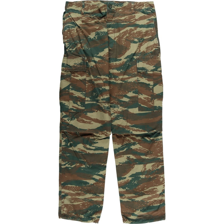 Greek Army Camouflage Pattern Lizard Camo Ripstop Military Cargo Pants, Combat Pants, Men's, Size W35 cotton Khaki type sage green Vintage Second Hand