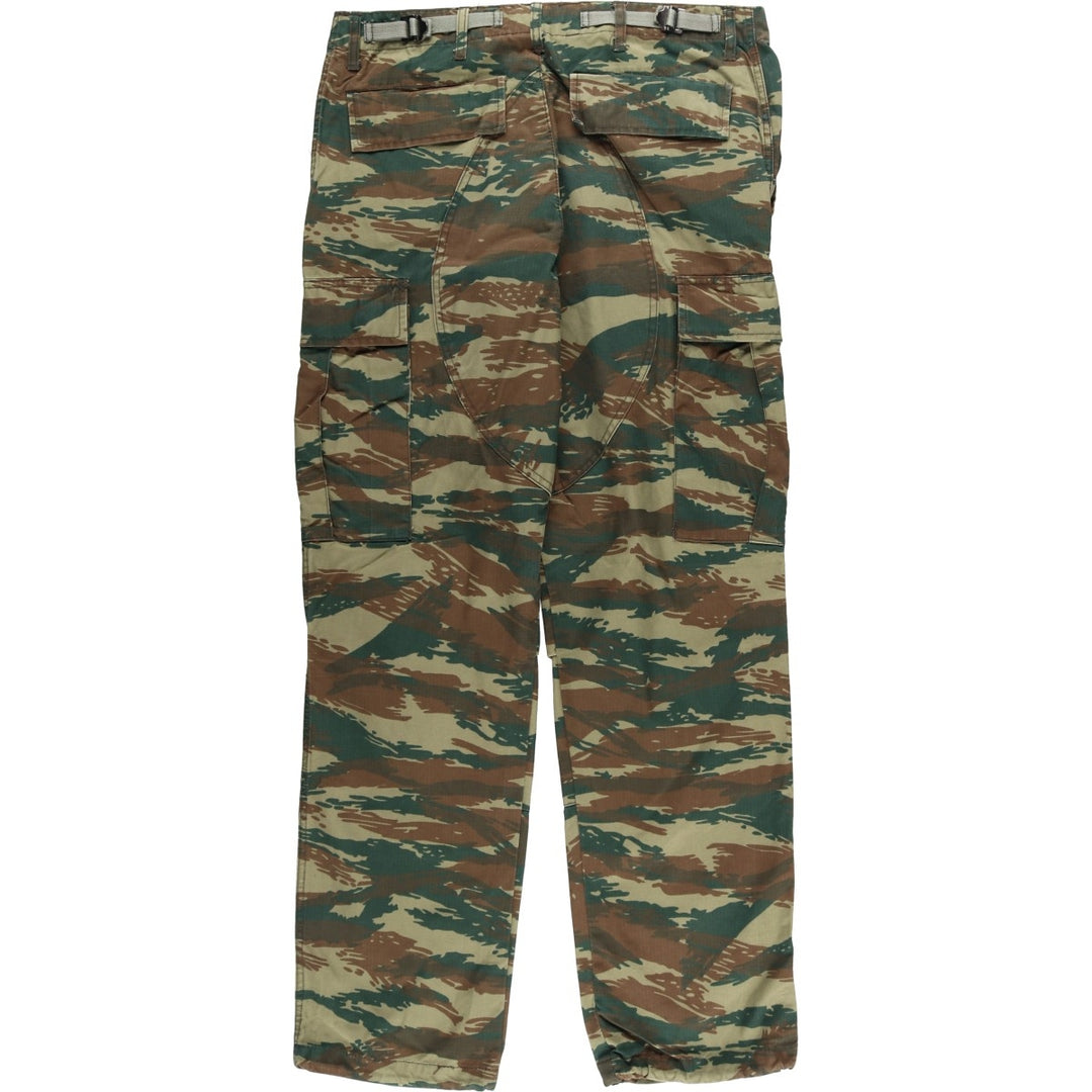 Greek Army Camouflage Pattern Lizard Camo Ripstop Military Cargo Pants, Combat Pants, Men's, Size W35 cotton Khaki type sage green Vintage Second Hand