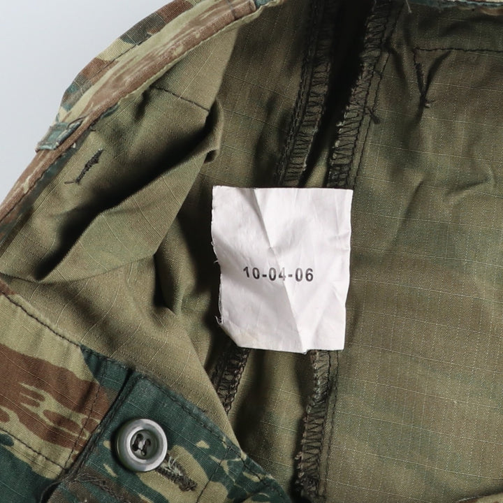Greek Army Camouflage Pattern Lizard Camo Ripstop Military Cargo Pants, Combat Pants, Men's, Size W35 cotton Khaki type sage green Vintage Second Hand