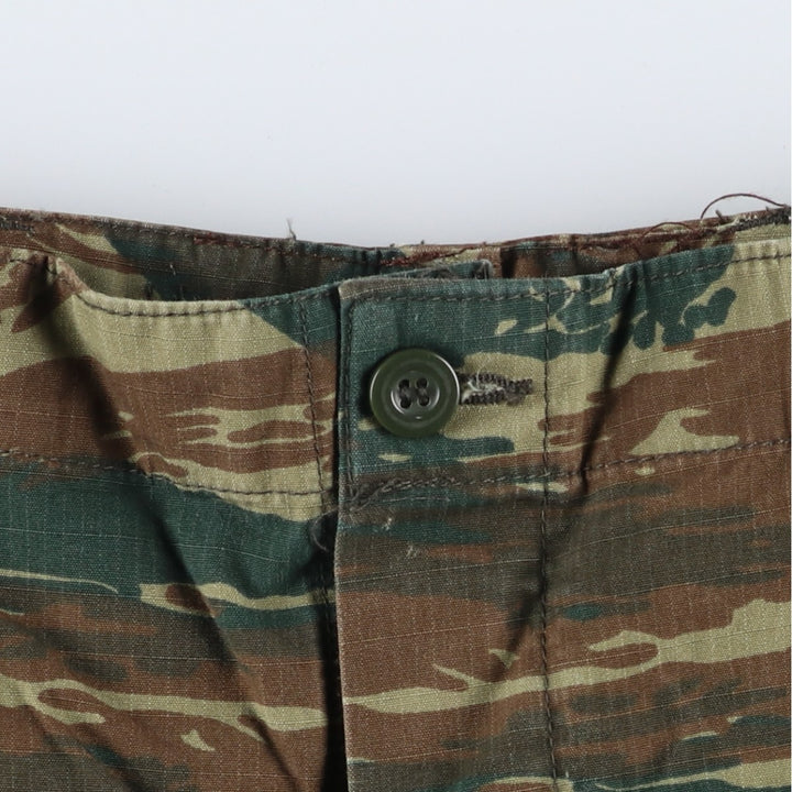 Greek Army Camouflage Pattern Lizard Camo Ripstop Military Cargo Pants, Combat Pants, Men's, Size W35 cotton Khaki type sage green Vintage Second Hand