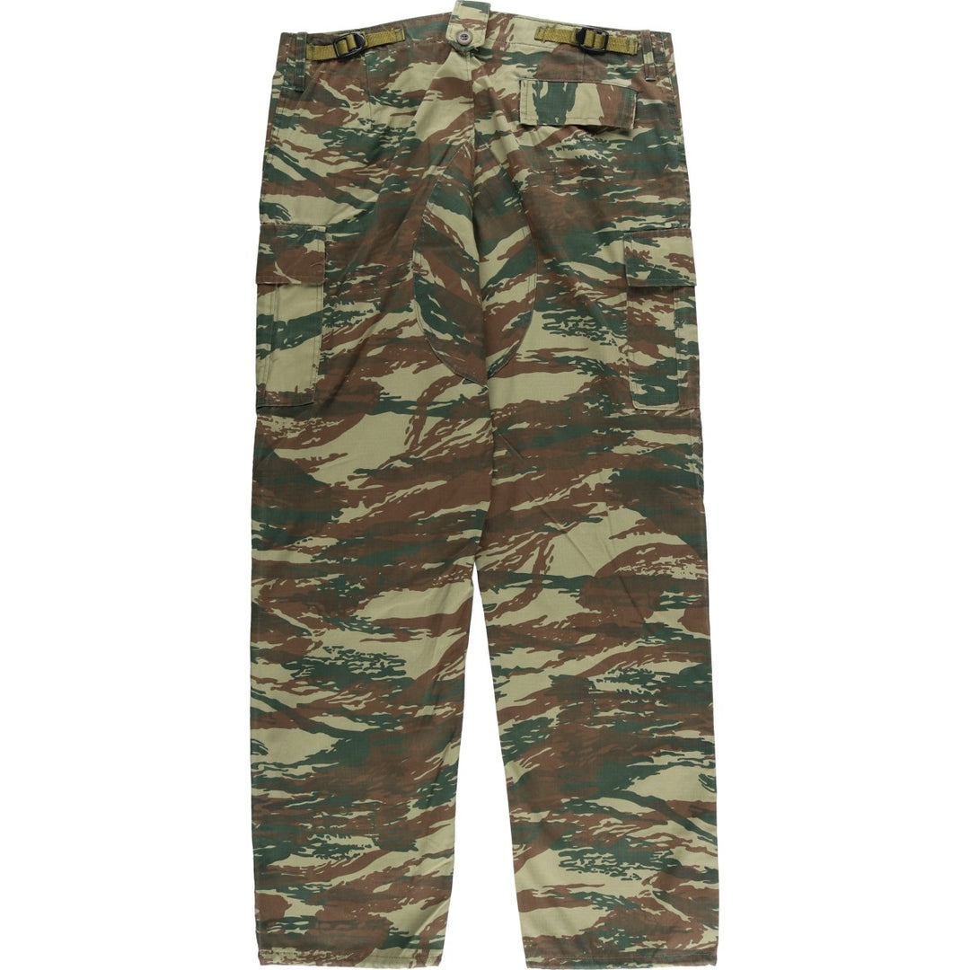 Greek Army Camouflage Pattern Ripstop Lizard Camo Military Cargo Pants, Combat Pants, Men's, Size W37 cotton Khaki type sage green Vintage Second Hand