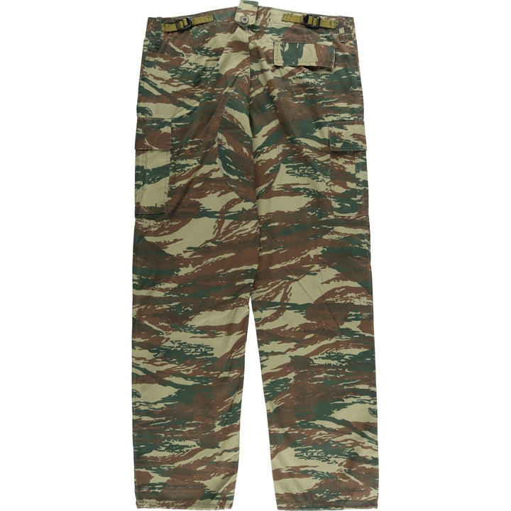 Greek Army Camouflage Pattern Ripstop Lizard Camo Military Cargo Pants, Combat Pants, Men's, Size W37 cotton Khaki type sage green Vintage Second Hand