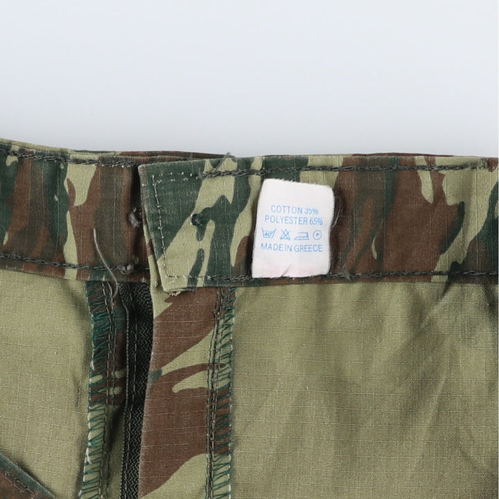 Greek Army Camouflage Pattern Ripstop Lizard Camo Military Cargo Pants, Combat Pants, Men's, Size W37 cotton Khaki type sage green Vintage Second Hand