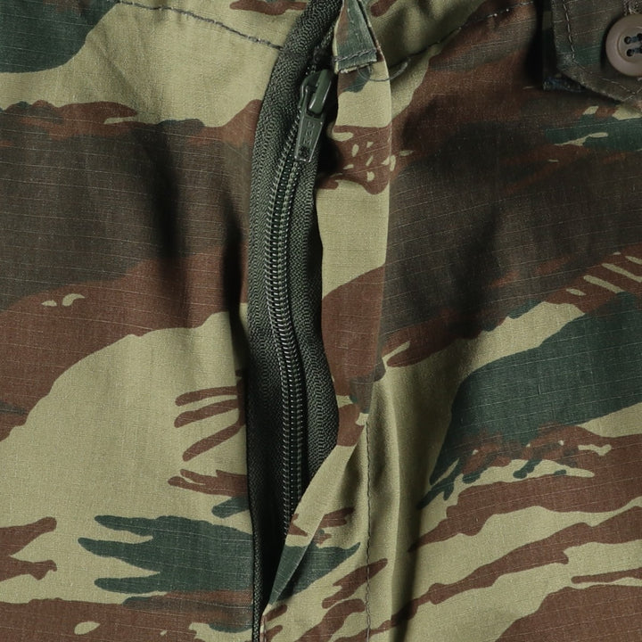 Greek Army Camouflage Pattern Ripstop Lizard Camo Military Cargo Pants, Combat Pants, Men's, Size W37 cotton Khaki type sage green Vintage Second Hand