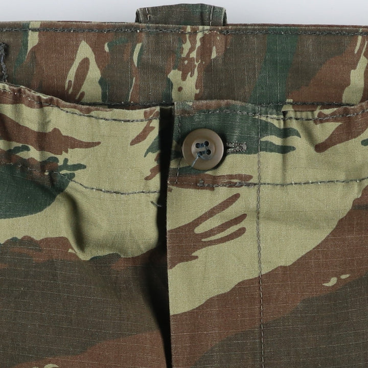 Greek Army Camouflage Pattern Ripstop Lizard Camo Military Cargo Pants, Combat Pants, Men's, Size W37 cotton Khaki type sage green Vintage Second Hand