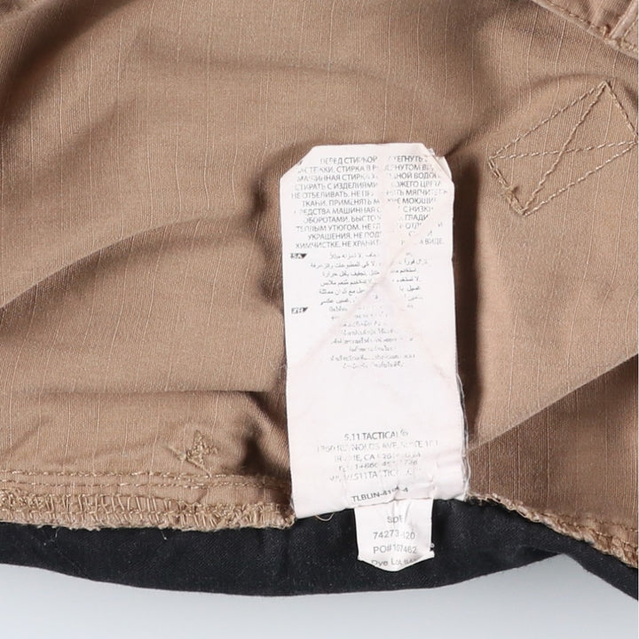 5.11 Tactical Series Double Knee Ripstop Military Cargo Pants, Men's, Size W35 (civilian product) unclear beige type brown Vintage Second Hand