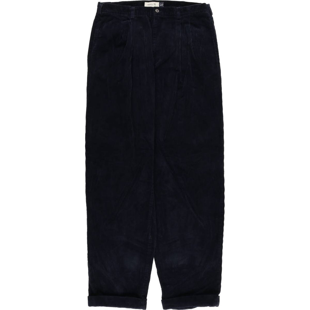 90'S GAP EASY FIT Old Gap Two-pleat Corduroy Pants Men's Size 36 (Vintage) cotton navy blue type Vintage Second Hand
