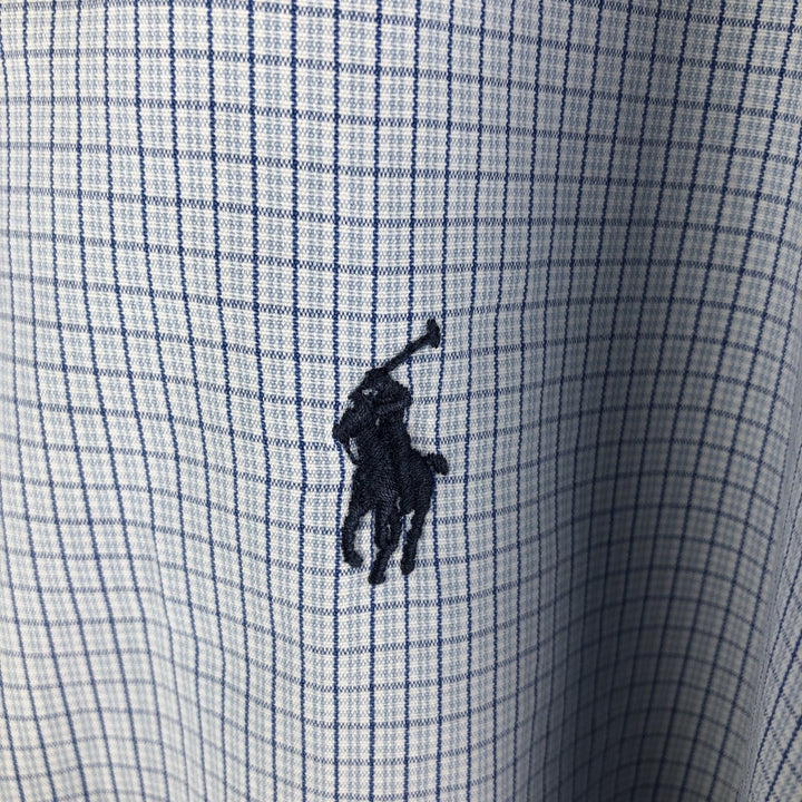 Ralph Lauren BLAKE long-sleeved button-down check shirt, men's size XL cotton Navy blue Vintage Second Hand