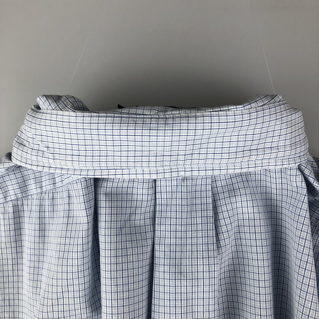 Ralph Lauren BLAKE long-sleeved button-down check shirt, men's size XL cotton Navy blue Vintage Second Hand