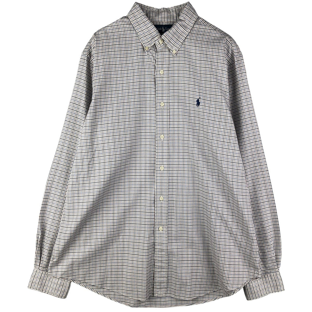 Ralph Lauren CUSTOM FIT long sleeve button down check shirt men's XL size cotton navy blue type Vintage Second Hand
