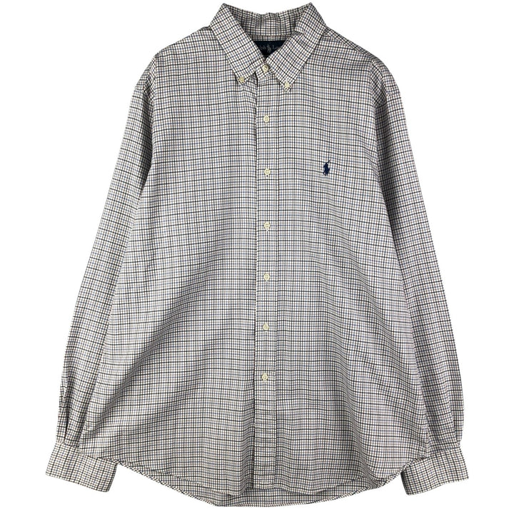 Ralph Lauren CUSTOM FIT long sleeve button down check shirt men's XL size cotton navy blue type Vintage Second Hand
