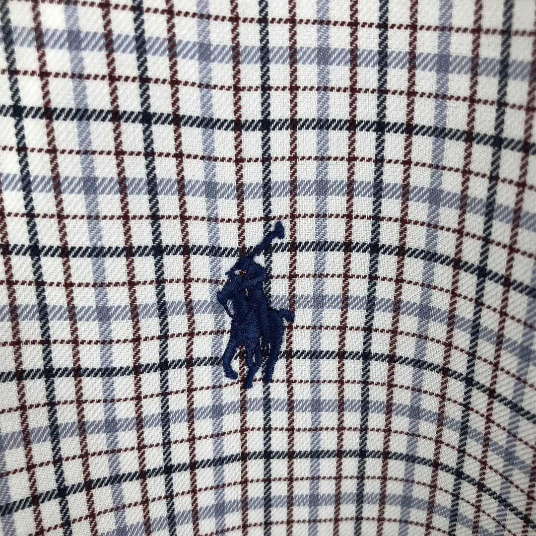 Ralph Lauren CUSTOM FIT long sleeve button down check shirt men's XL size cotton navy blue type Vintage Second Hand