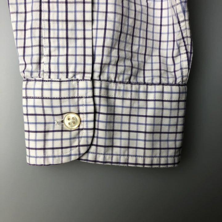 Ralph Lauren BLAKE long sleeve button down check shirt, men's size L cotton purple type Vintage Second Hand