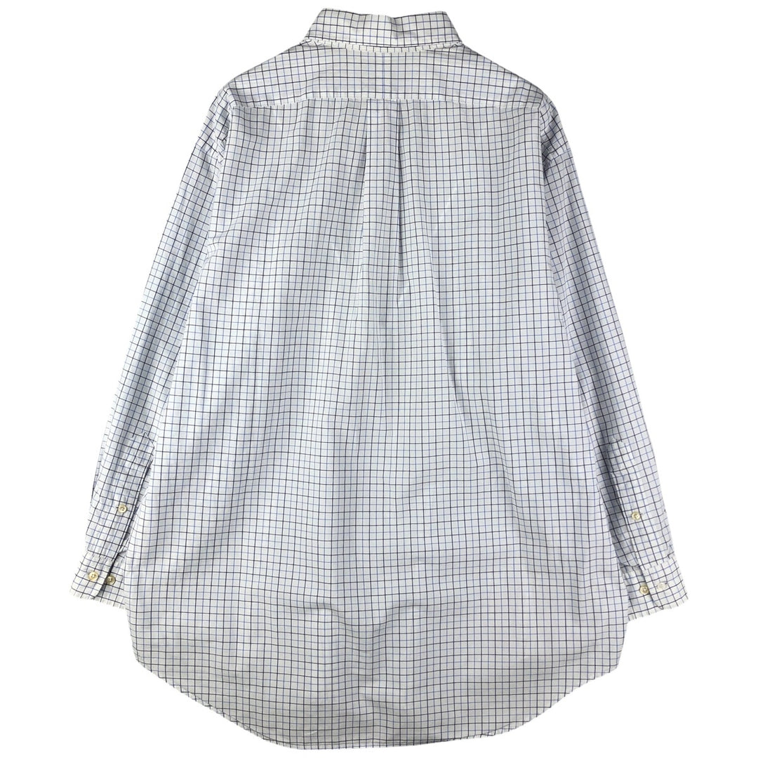 Ralph Lauren YARMOUTH Long Sleeve Button-Down Check Shirt, Men's Size L cotton navy blue type Vintage Second Hand