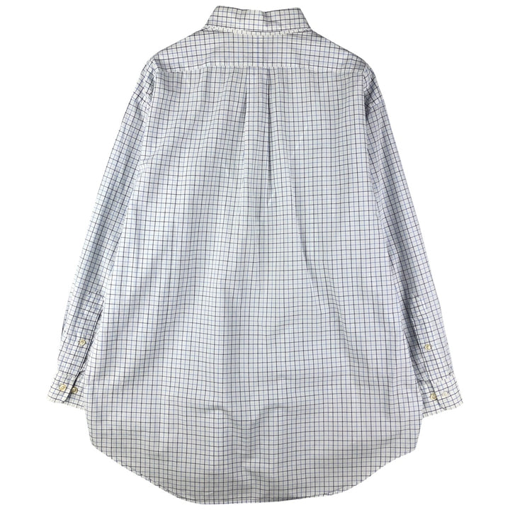 Ralph Lauren YARMOUTH Long Sleeve Button-Down Check Shirt, Men's Size L cotton navy blue type Vintage Second Hand