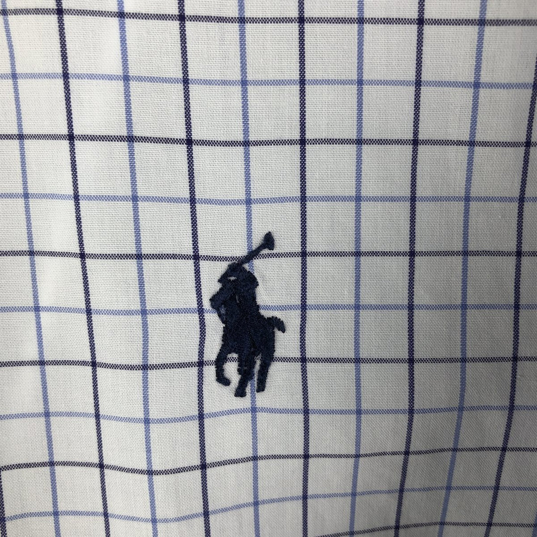 Ralph Lauren YARMOUTH Long Sleeve Button-Down Check Shirt, Men's Size L cotton navy blue type Vintage Second Hand