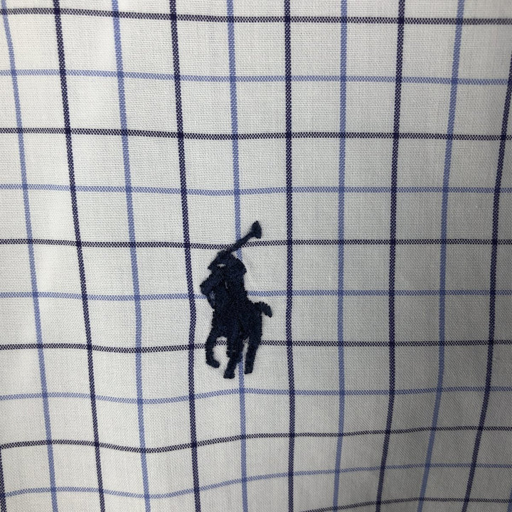 Ralph Lauren YARMOUTH Long Sleeve Button-Down Check Shirt, Men's Size L cotton navy blue type Vintage Second Hand
