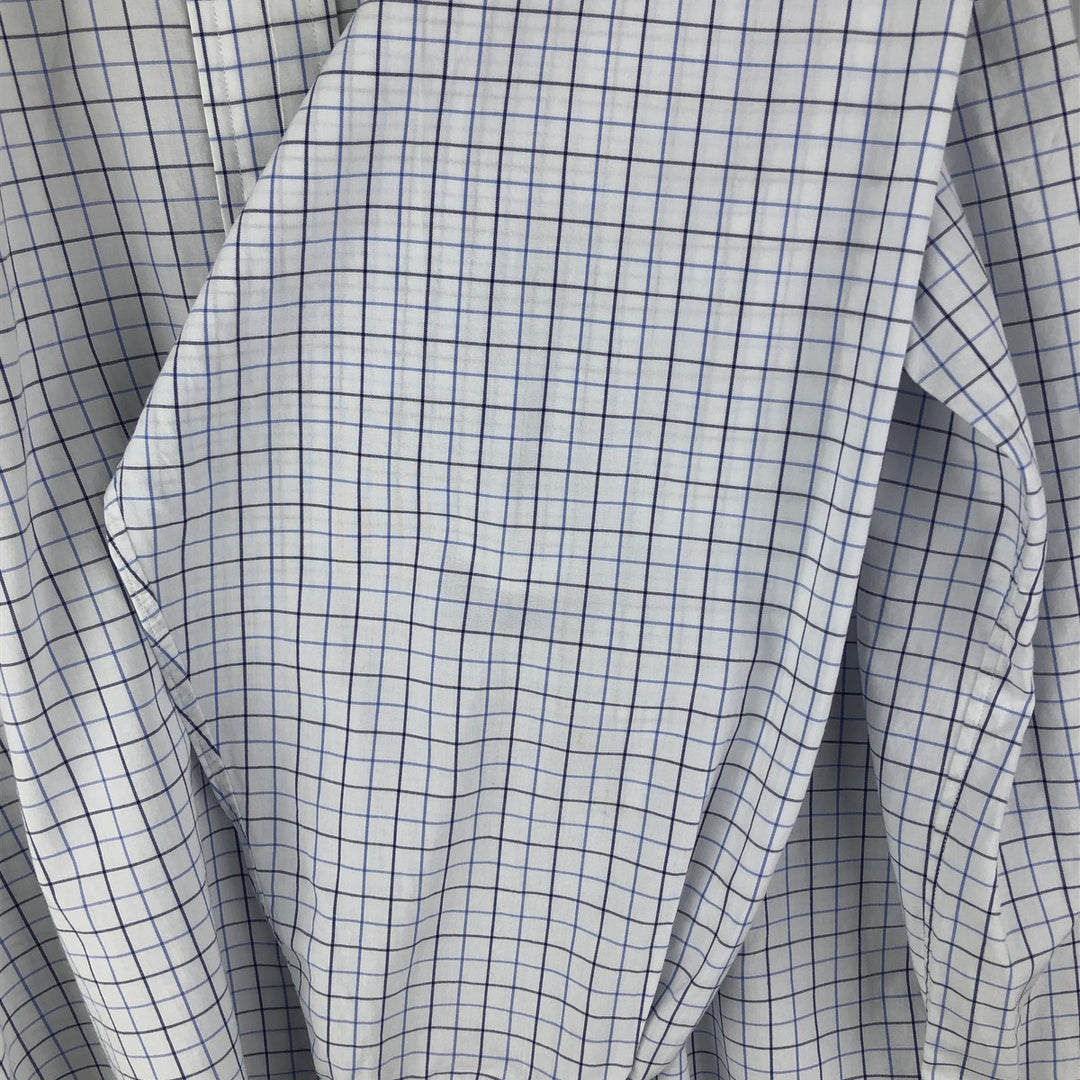 Ralph Lauren YARMOUTH Long Sleeve Button-Down Check Shirt, Men's Size L cotton navy blue type Vintage Second Hand
