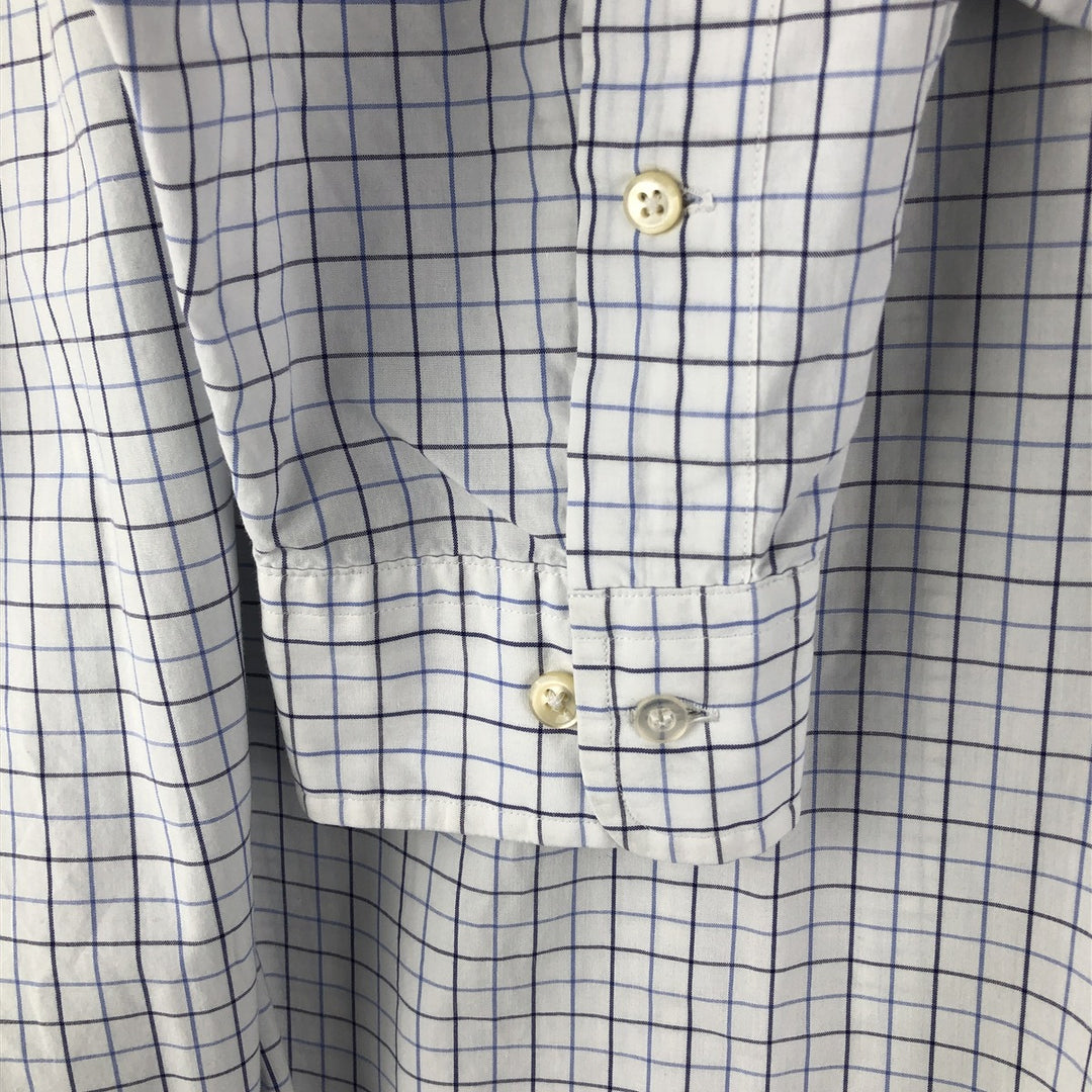 Ralph Lauren YARMOUTH Long Sleeve Button-Down Check Shirt, Men's Size L cotton navy blue type Vintage Second Hand