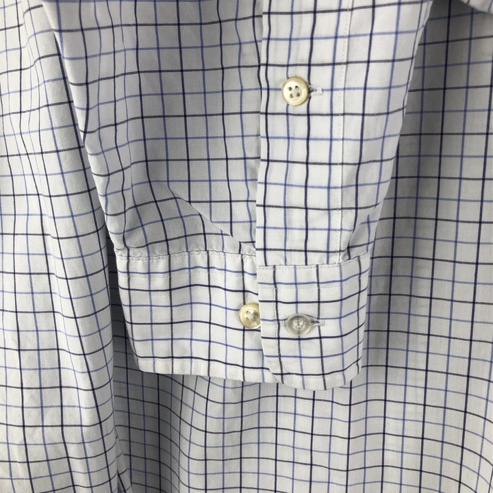 Ralph Lauren YARMOUTH Long Sleeve Button-Down Check Shirt, Men's Size L cotton navy blue type Vintage Second Hand
