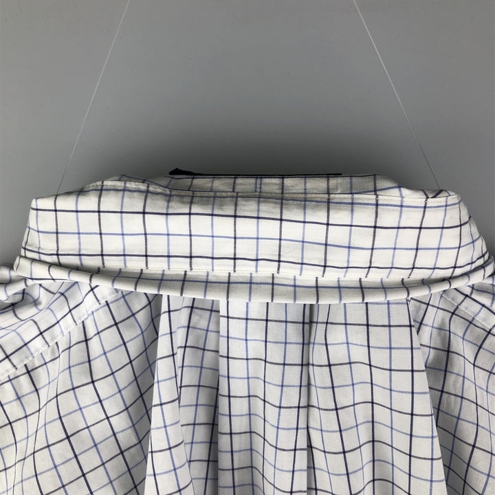 Ralph Lauren YARMOUTH Long Sleeve Button-Down Check Shirt, Men's Size L cotton navy blue type Vintage Second Hand