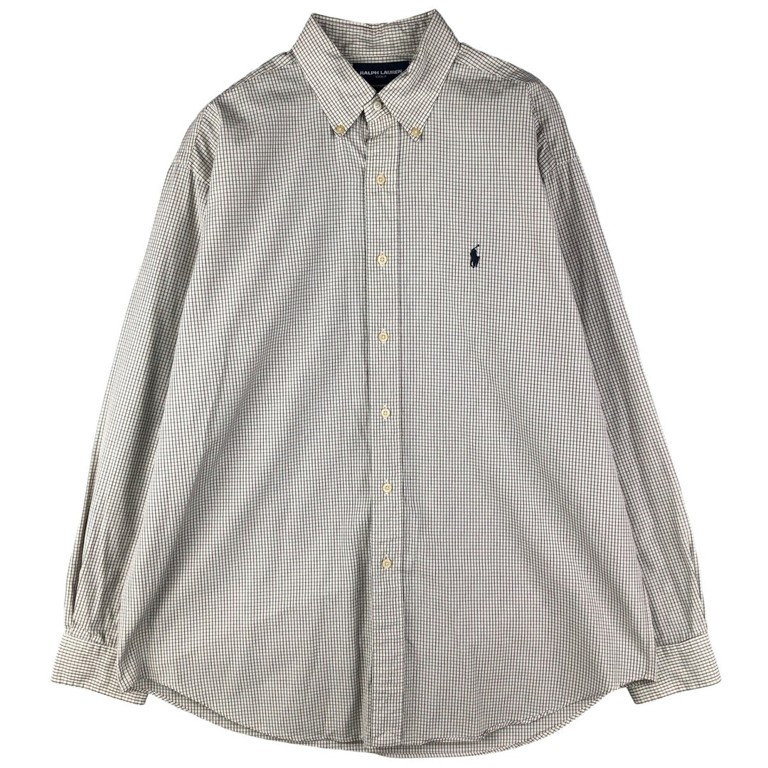 Ralph Lauren RALPH LAUREN GOLF Long Sleeve Button Down Check Shirt Men's Size L cotton ivory Vintage Second Hand