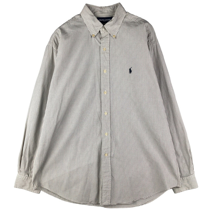 Ralph Lauren RALPH LAUREN GOLF Long Sleeve Button Down Check Shirt Men's Size L cotton ivory Vintage Second Hand