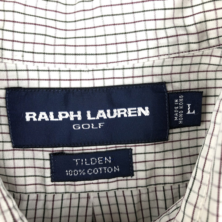 Ralph Lauren RALPH LAUREN GOLF Long Sleeve Button Down Check Shirt Men's Size L cotton ivory Vintage Second Hand