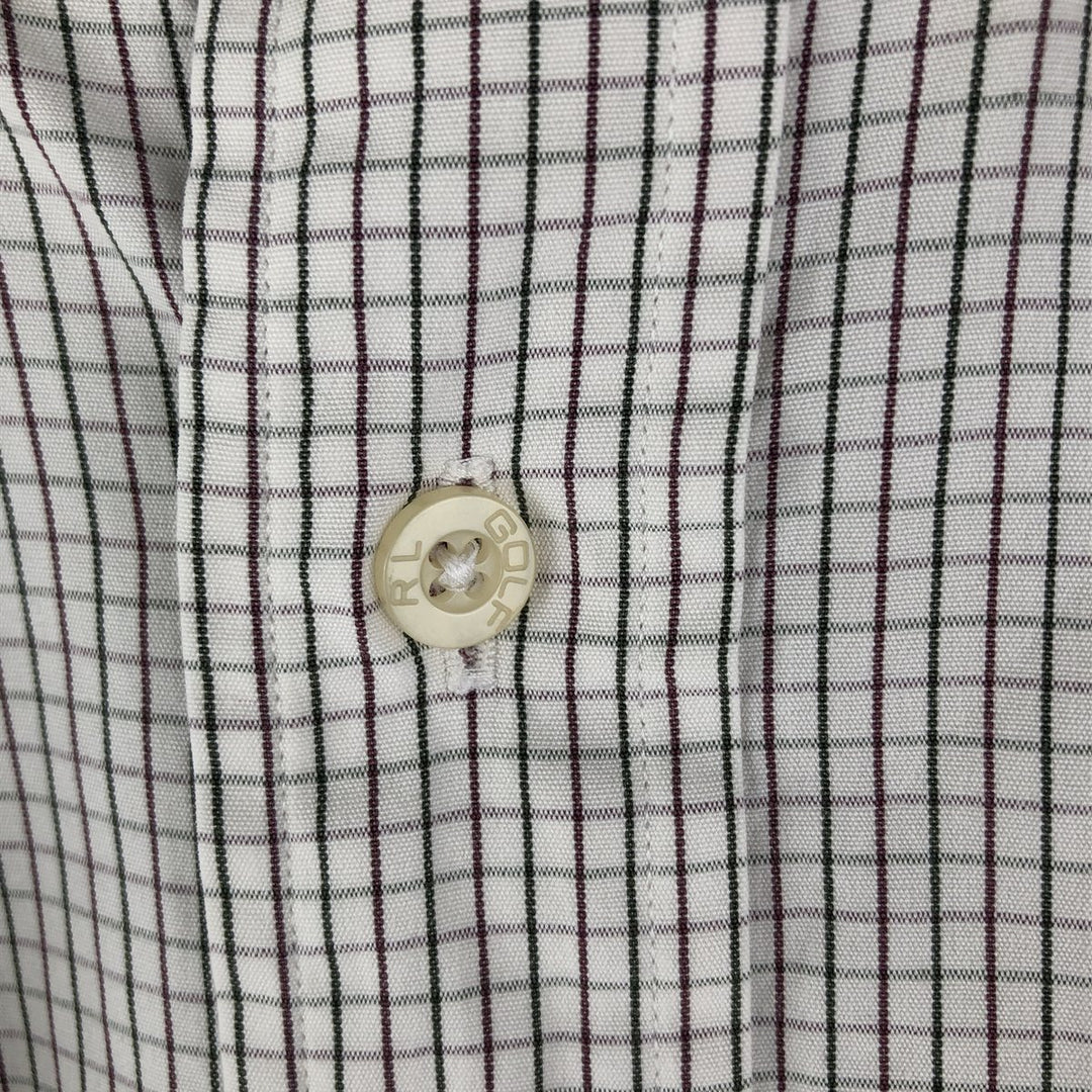 Ralph Lauren RALPH LAUREN GOLF Long Sleeve Button Down Check Shirt Men's Size L cotton ivory Vintage Second Hand