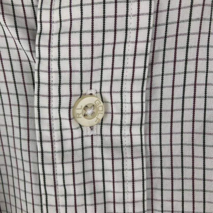 Ralph Lauren RALPH LAUREN GOLF Long Sleeve Button Down Check Shirt Men's Size L cotton ivory Vintage Second Hand