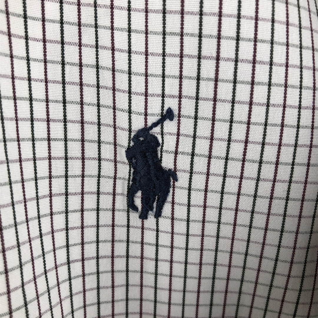 Ralph Lauren RALPH LAUREN GOLF Long Sleeve Button Down Check Shirt Men's Size L cotton ivory Vintage Second Hand
