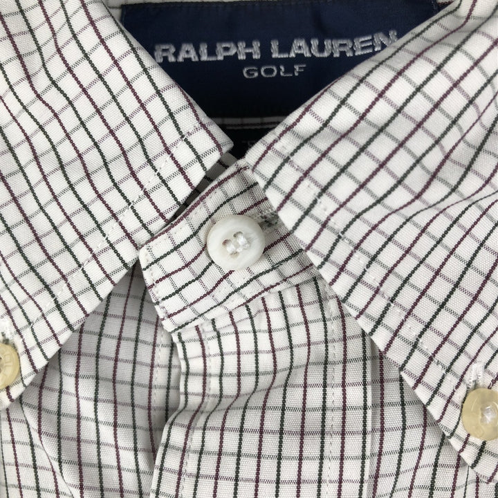 Ralph Lauren RALPH LAUREN GOLF Long Sleeve Button Down Check Shirt Men's Size L cotton ivory Vintage Second Hand
