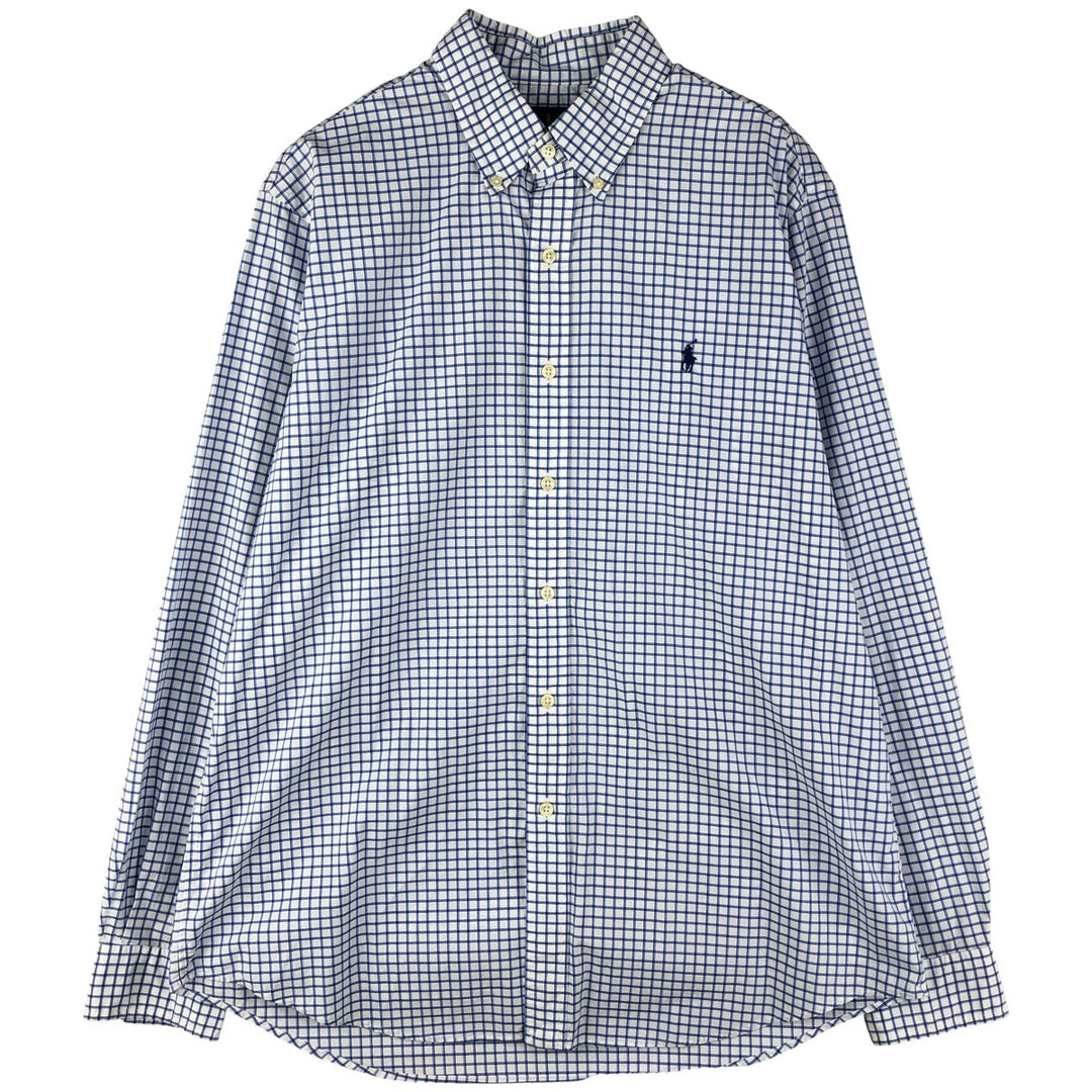 Ralph Lauren Stretch Long Sleeve Button-Down Check Shirt, Men's Size L cotton white type Vintage Second Hand