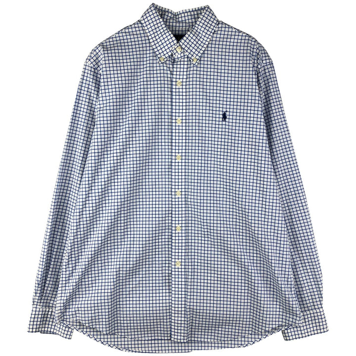 Ralph Lauren Stretch Long Sleeve Button-Down Check Shirt, Men's Size L cotton white type Vintage Second Hand