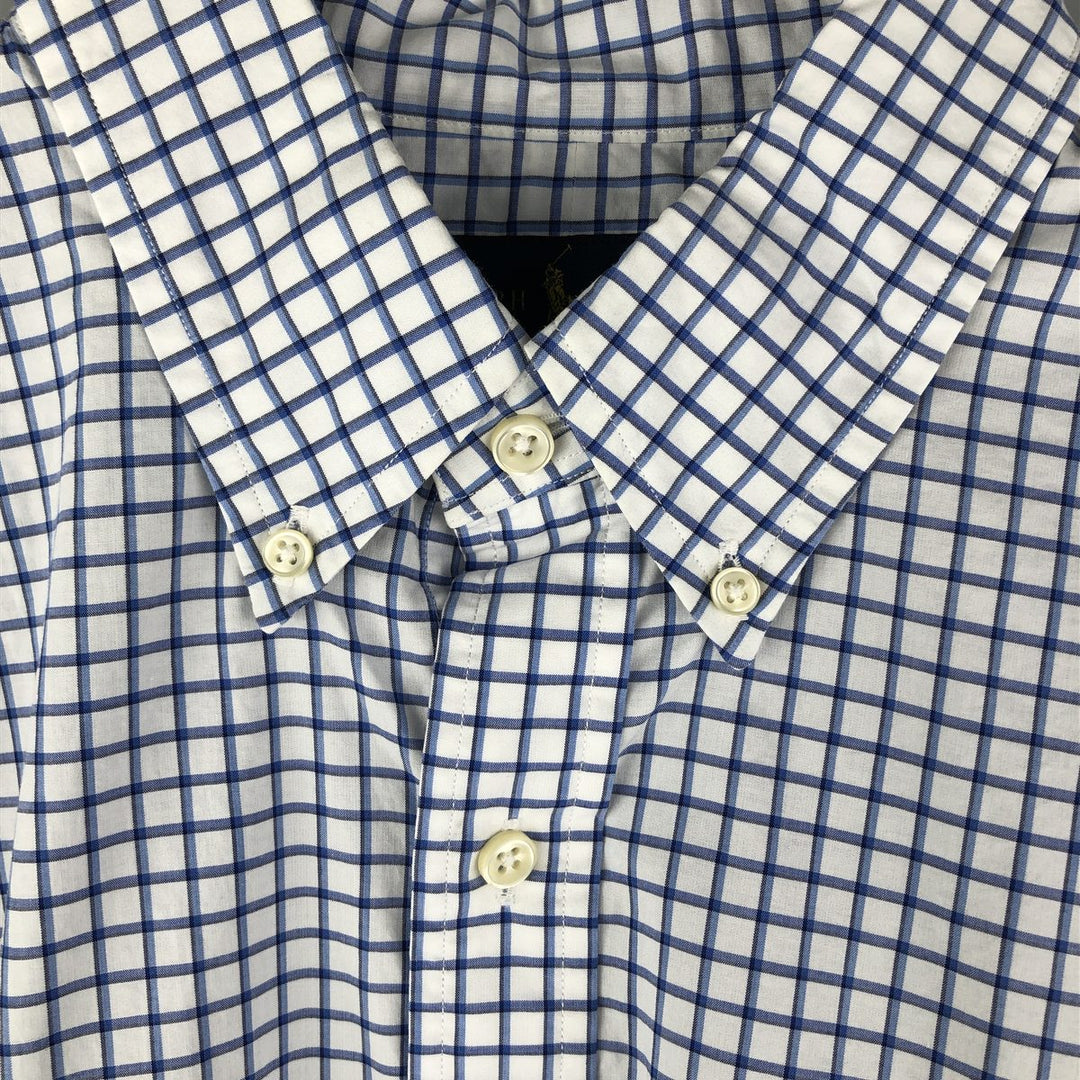 Ralph Lauren Stretch Long Sleeve Button-Down Check Shirt, Men's Size L cotton white type Vintage Second Hand