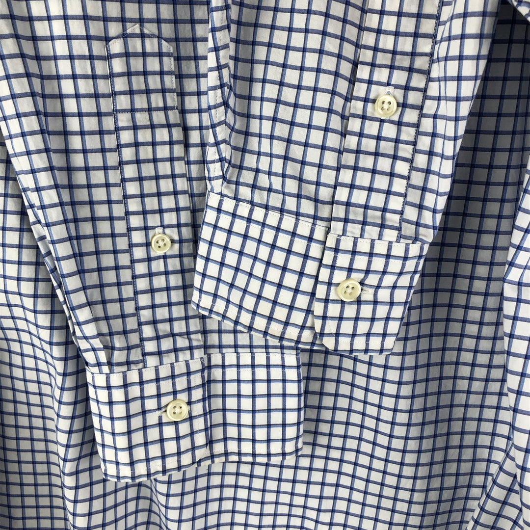 Ralph Lauren Stretch Long Sleeve Button-Down Check Shirt, Men's Size L cotton white type Vintage Second Hand